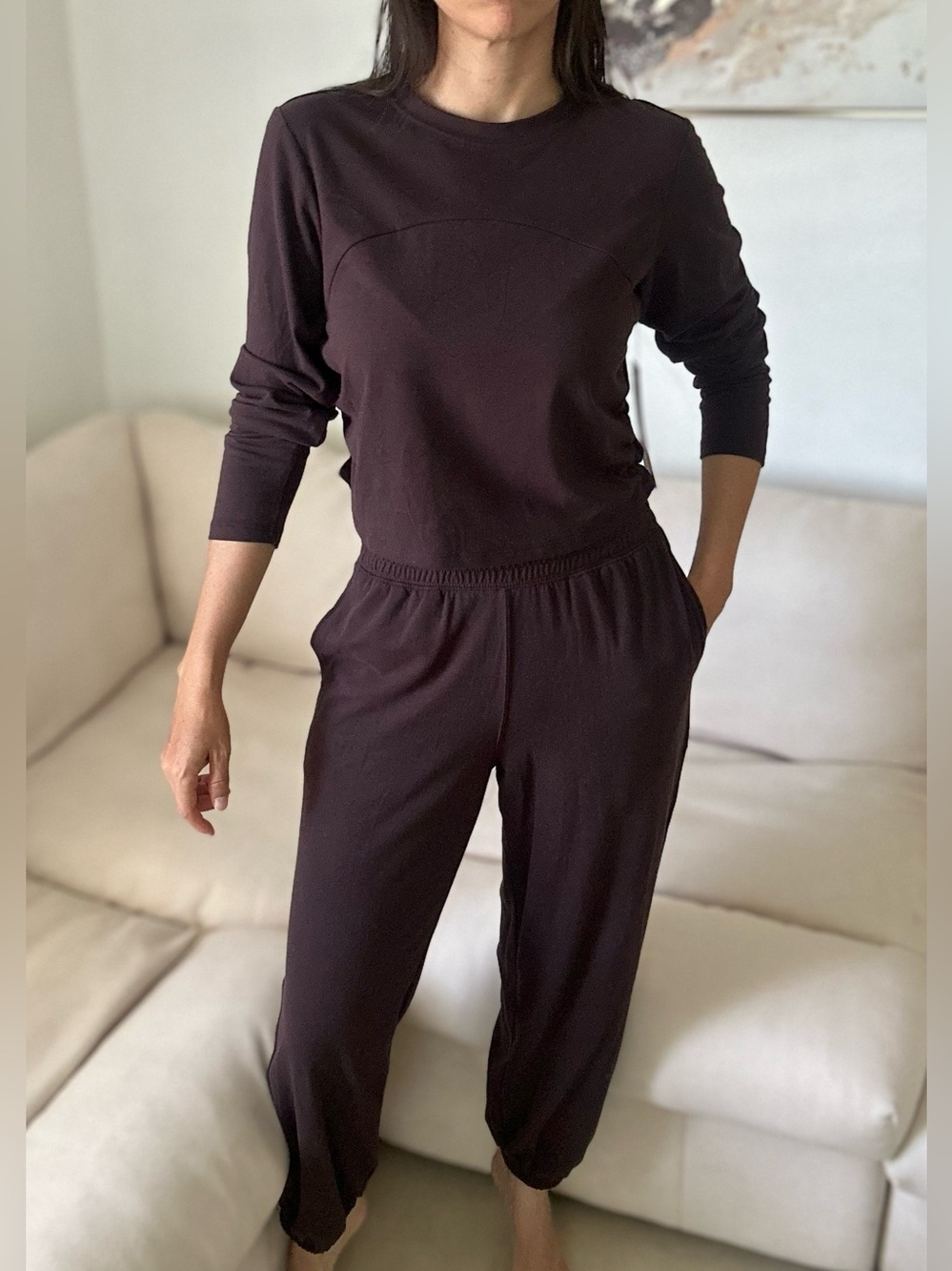 Women’s Top & Pant Set Choco Brown S NEW